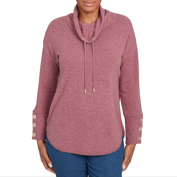 Ruby Rd. Womens Cowl Neck Cozy Knit Long sleeve Top