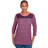 Ruby Rd. Womens Blocked Yoke Stripe Hitachi Top