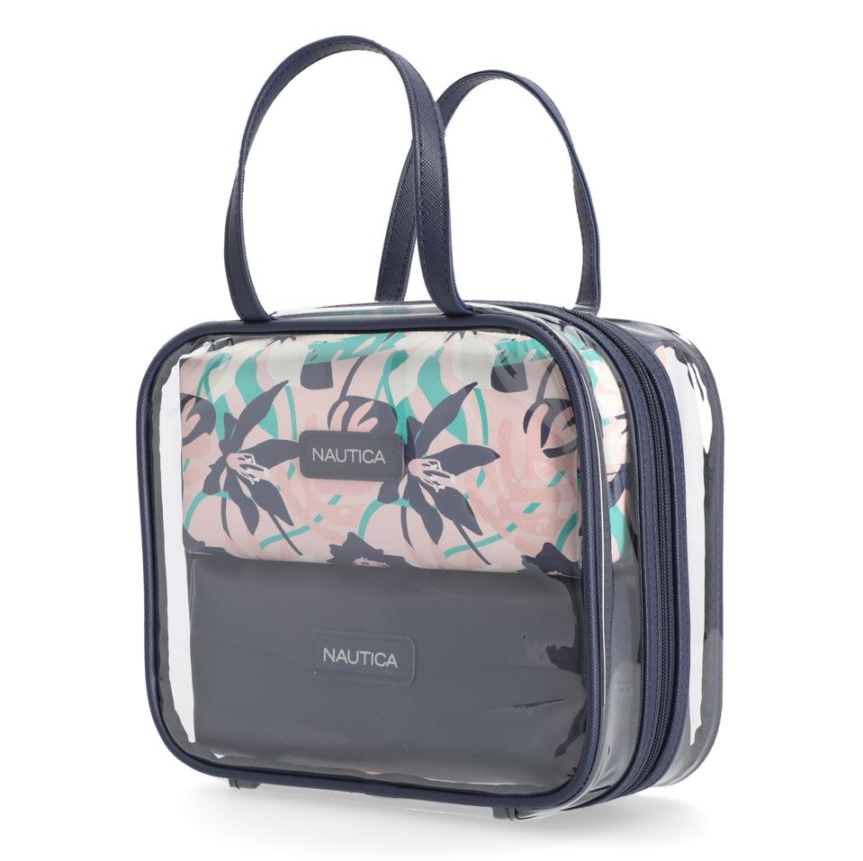 Nautica 3-Piece Clear Cosmetic Bag Set