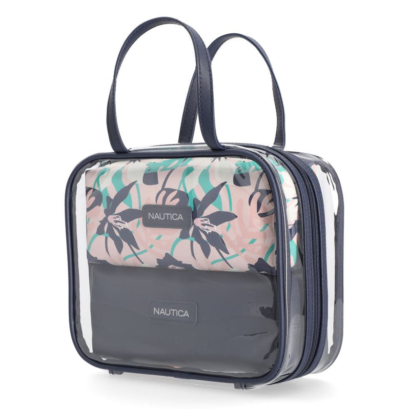 Nautica 3-Piece Clear Cosmetic Bag Set