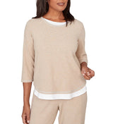 Ruby Rd. Womens Embellished Layered Hem Crew Neck Top