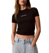Calvin Klein Womens Contour Rib Logo Cropped T-Shirt