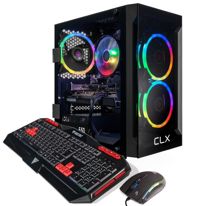 CLX SET Gaming Desktop - AMD Ryzen 7 5700X 3.4GHz 8-Core Processor, 16GB DDR4 Memory, Radeon RX 6600 8GB GDDR6 Graphics, 500GB M.2 NVMe SSD, 2TB HDD, WiFi, Black CLX Edition Karnak MicroATX Tower RGB Fans, Windows 11 Home 64-bit