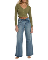 Billabong Womens Free Fall High-Waist Denim Flare Pants
