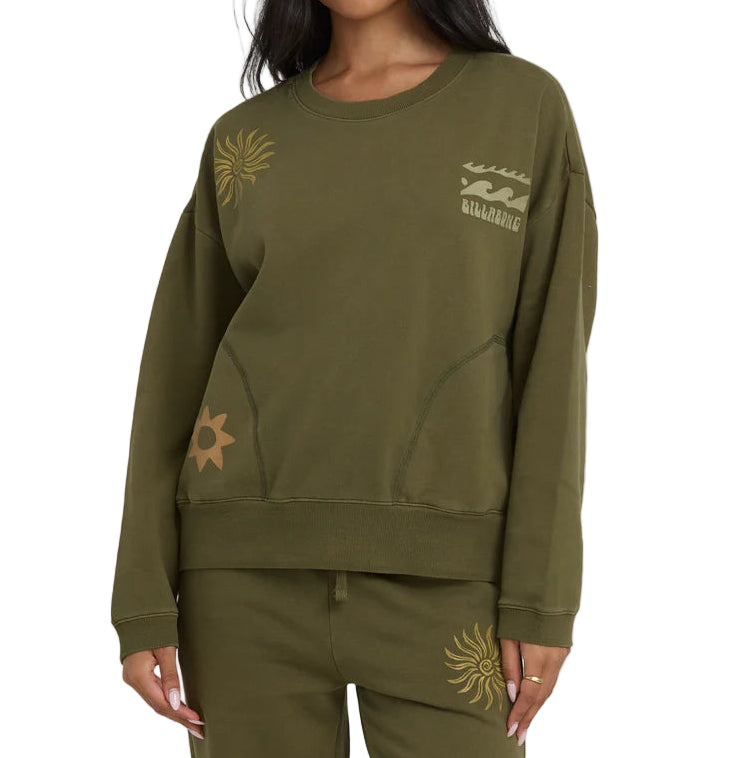 Billabong Womens Sightseer Wave Crewneck Sweatshirt