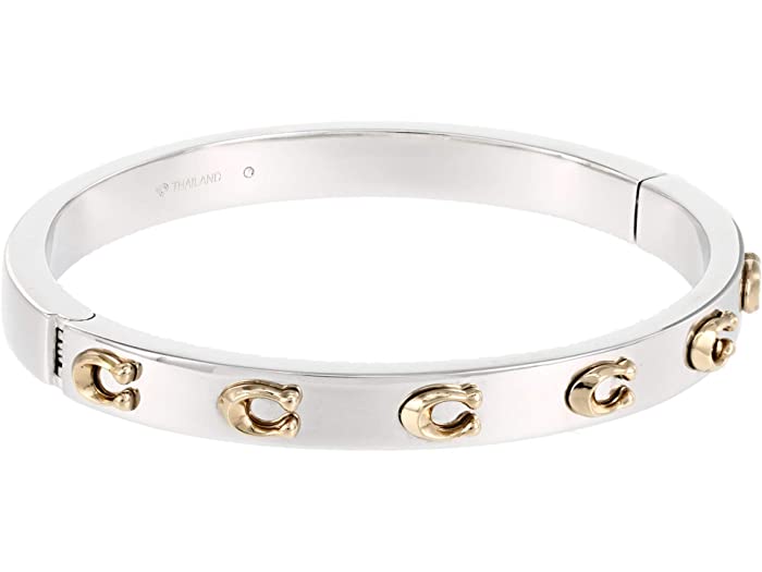 Coach Two-Tone Pegged C Hinged Bangle Braclet