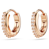 Swarovski Matrix Hoop Earrings - Round cut, White, Rose gold-tone plated
