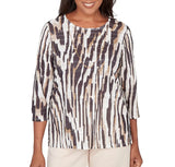 Ruby Rd. Womens Animal Print Pleated Top