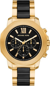 Michael Kors Mens Prescott Chronograph Black Ceramic and Gold-Tone Watch