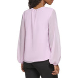 Calvin Klein Womens Chiffon Long Sleeve Top