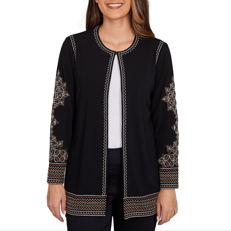 Ruby Rd. Womens Ribbed Embroidered Jacket
