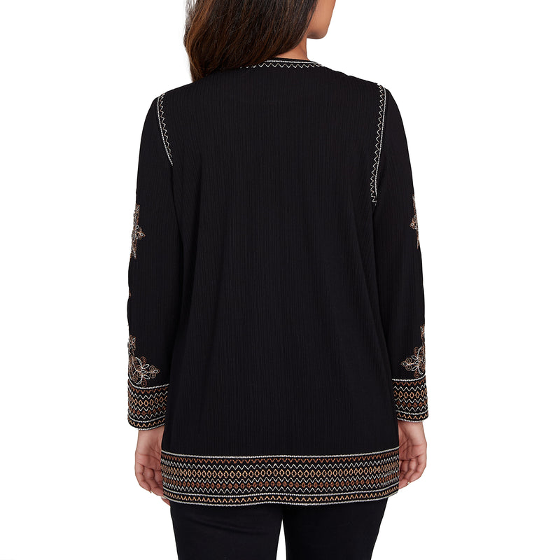 Ruby Rd. Womens Ribbed Embroidered Jacket