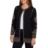 Ruby Rd. Womens Ribbed Embroidered Jacket