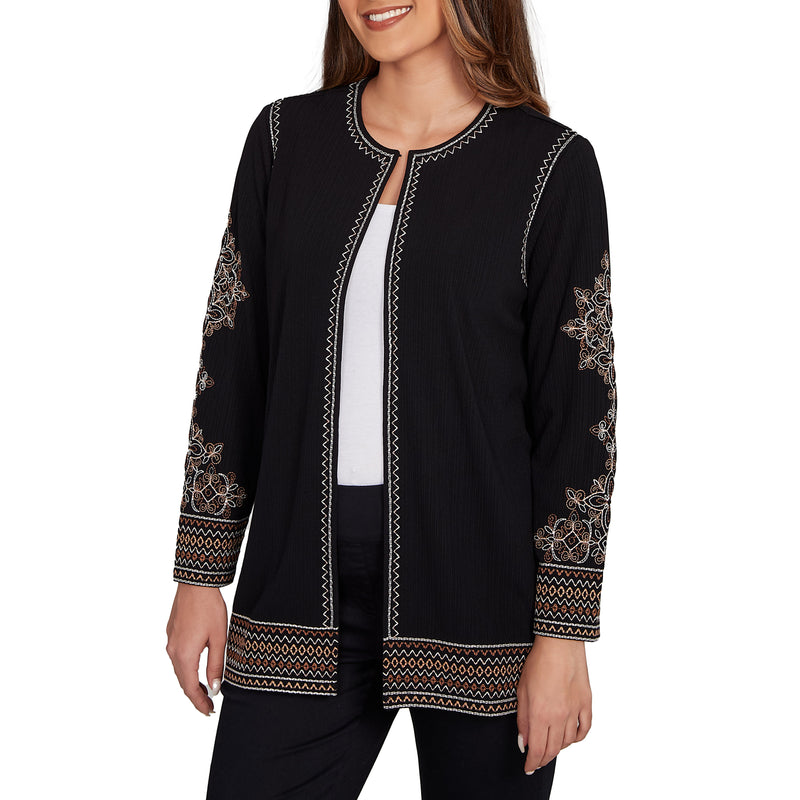 Ruby Rd. Womens Ribbed Embroidered Jacket