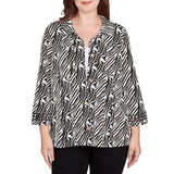Ruby Rd. Womens Zebra Jacquard Knit Jacket