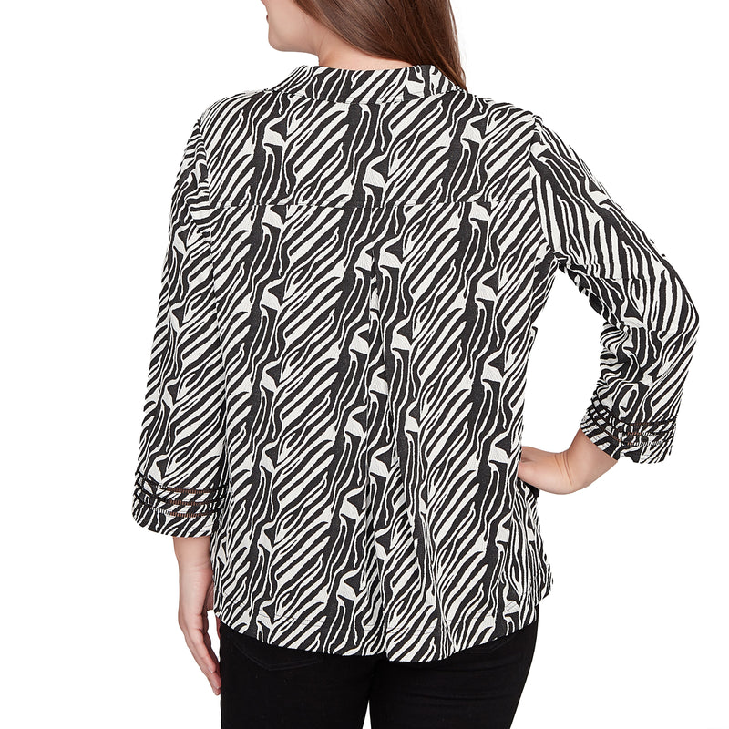 Ruby Rd. Womens Zebra Jacquard Knit Jacket