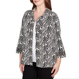 Ruby Rd. Womens Zebra Jacquard Knit Jacket