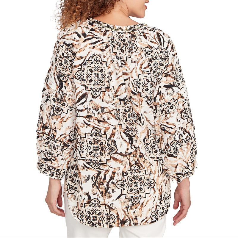Ruby Rd. Womens Mixed Animal Crepe Gauze Top