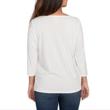 Ruby Rd. Womens Embellished Solid Knit 3/4 Sleeve Top