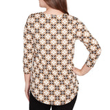 Ruby Rd. Womens Knint Geometric 3/4 Sleeve Top
