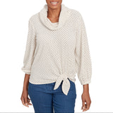 Ruby Rd. Womens Cowl Neck Honeycomb Chenille Long Sleeve Top