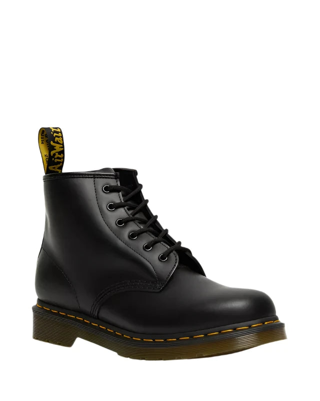 Dr. Martens 101 Yellow Stitch Smooth Leather Ankle Boots