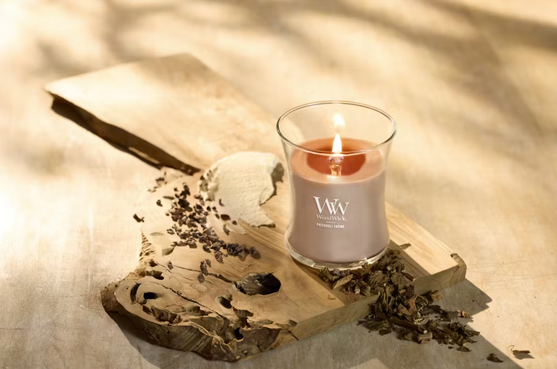 WoodWick Medium Hourglass Candle - Patchouli Crème