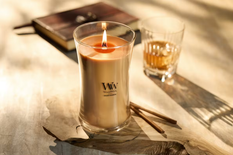 WoodWick Large Hourglass Candle - Golden Bourbon