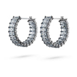 Swarovski Matrix Hoop Earrings - Baguette cut, Gray, Ruthenium plated