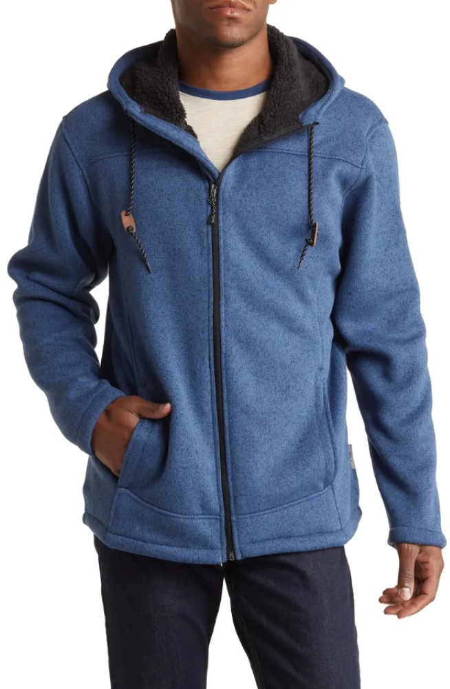 Free Country Mens Osprey Sweater Knit Fleece Jacket