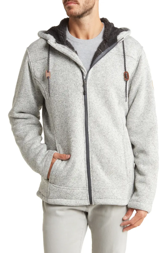 Free Country Mens Osprey Sweater Knit Fleece Jacket