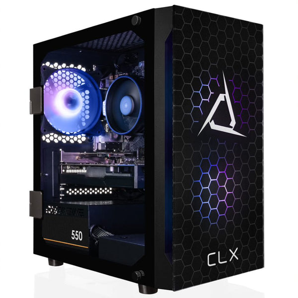 CLX SET Gaming Desktop - AMD Ryzen 5 5500 3.6GHz 6-Core Processor, 8GB DDR4 Memory, Radeon RX 6400 4GB GDDR6 Graphics, 500GB M.2 NVMe SSD, WiFi, Black CLX Edition Spear MicroATX Tower RGB Fans, Windows 11 Home 64-bit