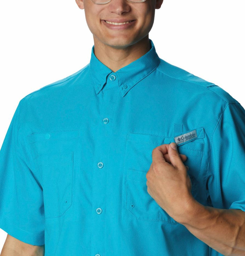 Columbia Tamiami II Chemise à Manches Courtes randonnée, Bleu Sarcelle
