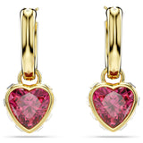 Swarovski Chroma Drop Earrings - Heart, Red, Gold-tone plated