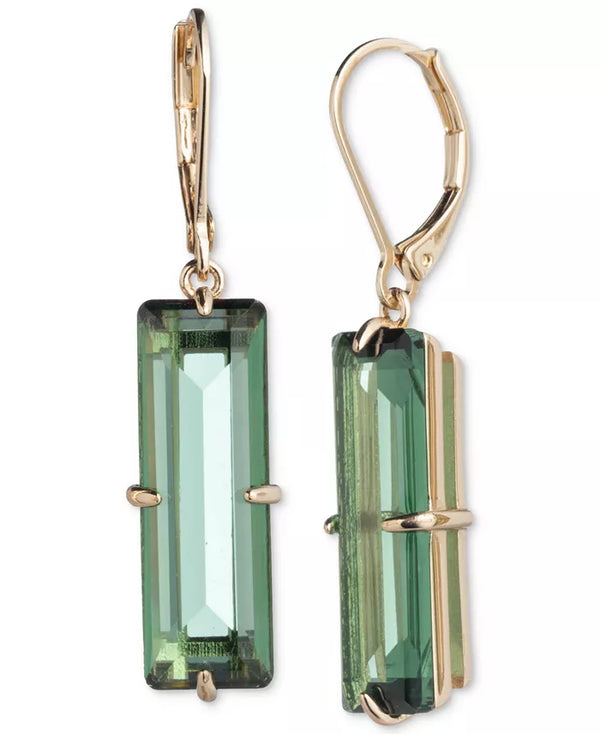 Lauren Ralph Lauren Gold-Tone Baguette Green Stone Drop Earrings