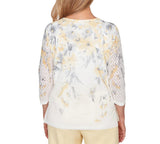 Ruby Rd. Womens Textured Floral Crew Neck Top