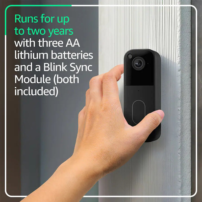 Blink Video Doorbell System Gen 2 Black - Head-to-toe HD view