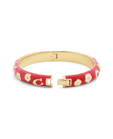 COACH Red Enamel Signature C Floral Chubby Bangle Bracelet