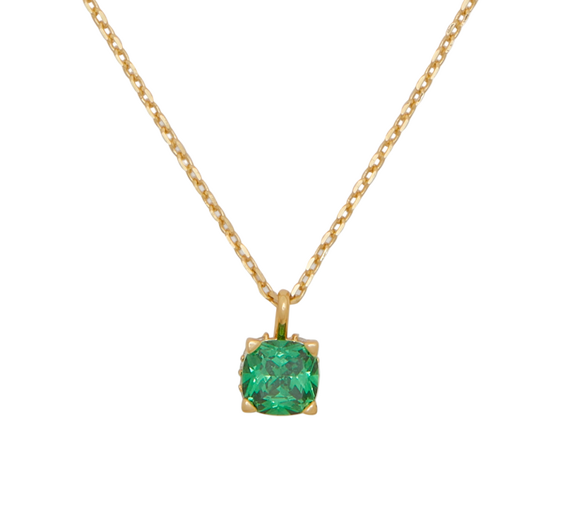 Kate Spade Little Luxuries Green 6mm Square Pendant Necklace