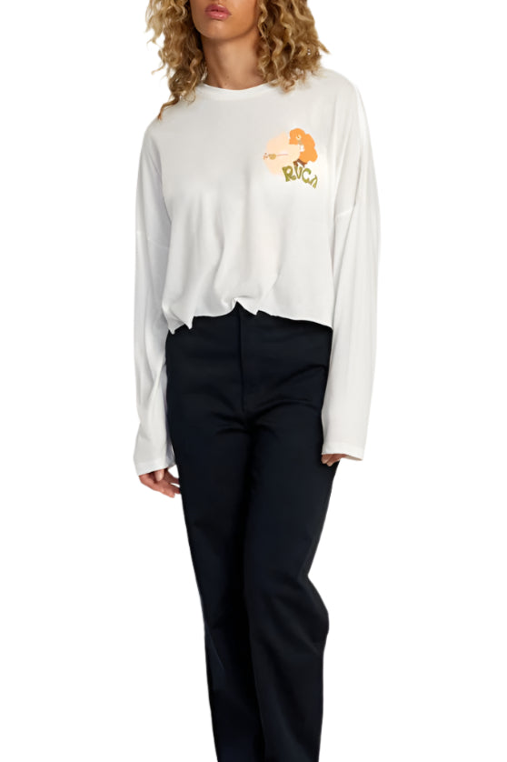 RVCA Womens Retro Hibiscus Long Sleeve T-Shirt