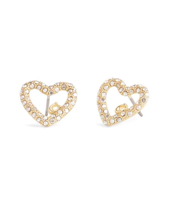 Coach Signature Pavé Heart Stud Earrings