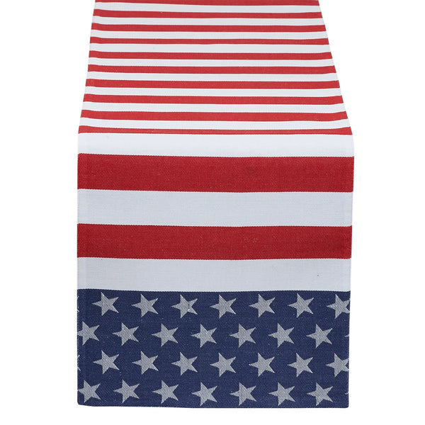 Design Imports Stars & Stripes Jacquard Table Runner
