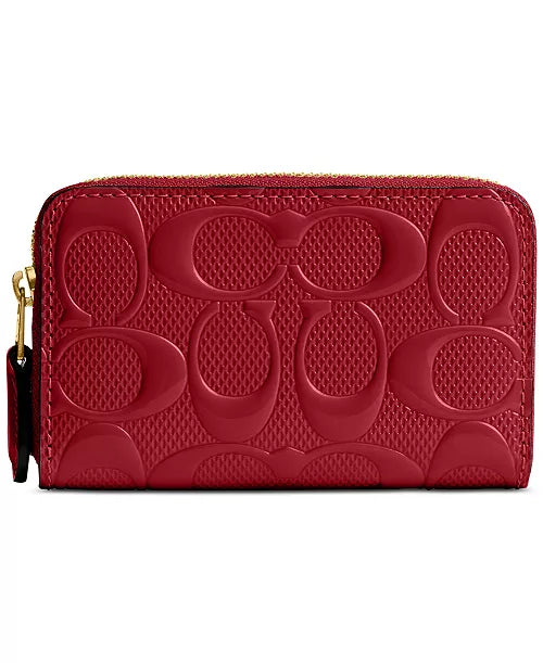 Coach Signature Patent Leather Zip Around Wallet