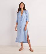 Vineyard Vines Womens Linen Buttondown Midi Cover-Up Dress