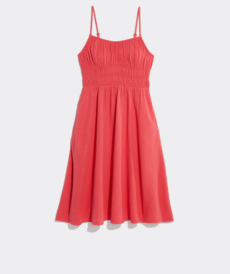 Vineyard Vines Womens Seastitch Double Gauze Smocked Coverup Dress