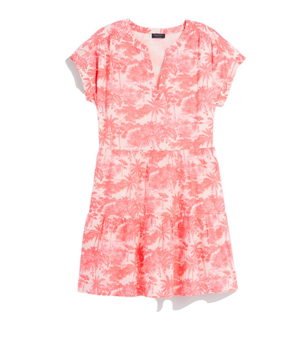 Vineyard Vines Womens Printed Tiered Cover-Up Dress