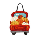 Evergreen Red Truck with Pumpkins Door Decor