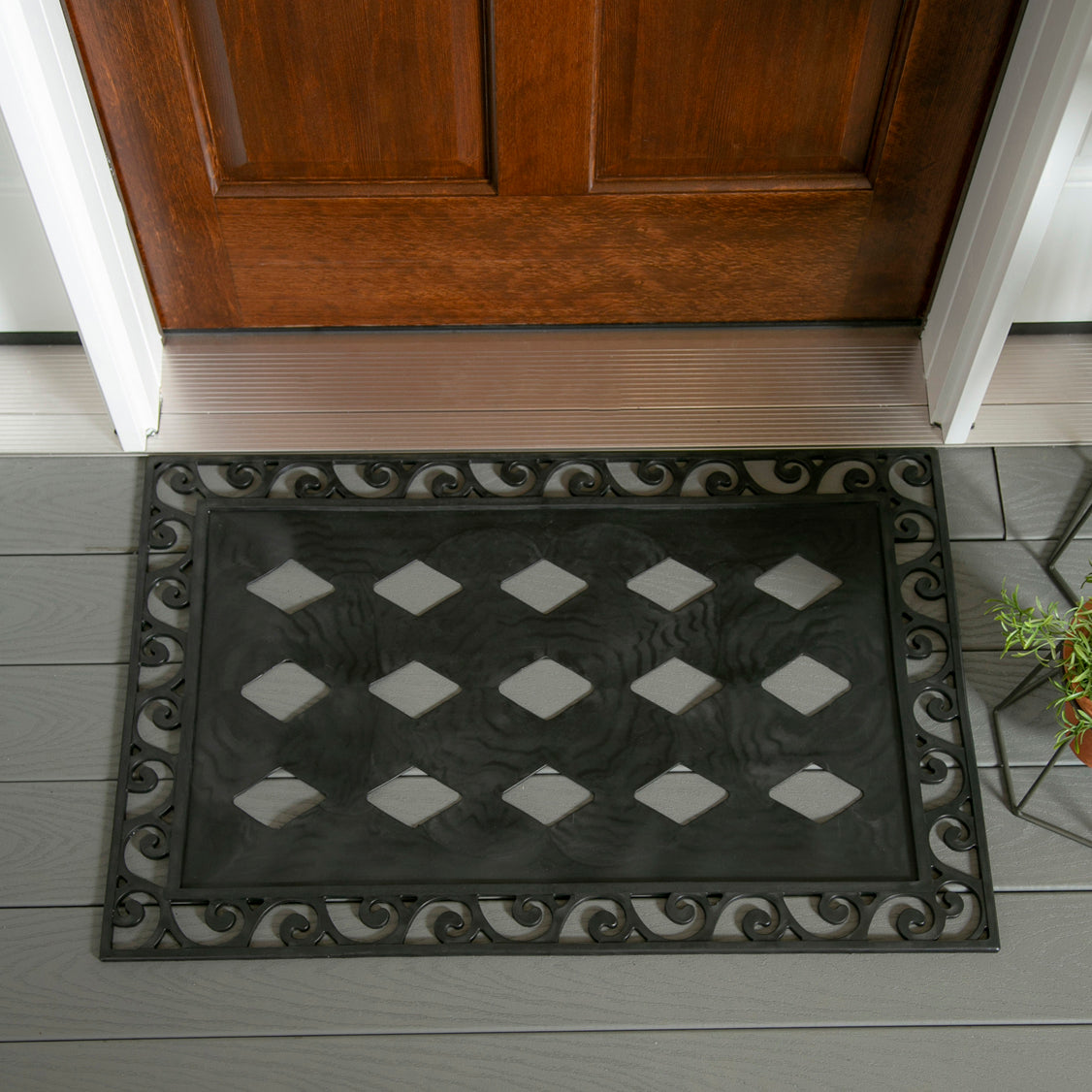 Evergreen Cutout Scroll Embossed Floor Mat Tray