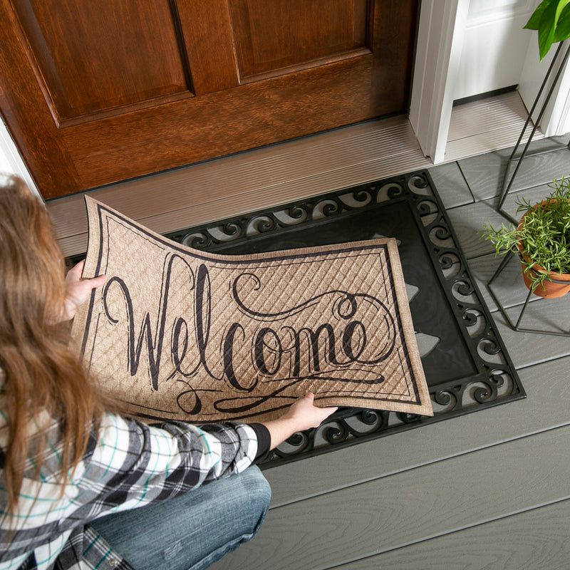 Evergreen Cutout Scroll Embossed Floor Mat Tray