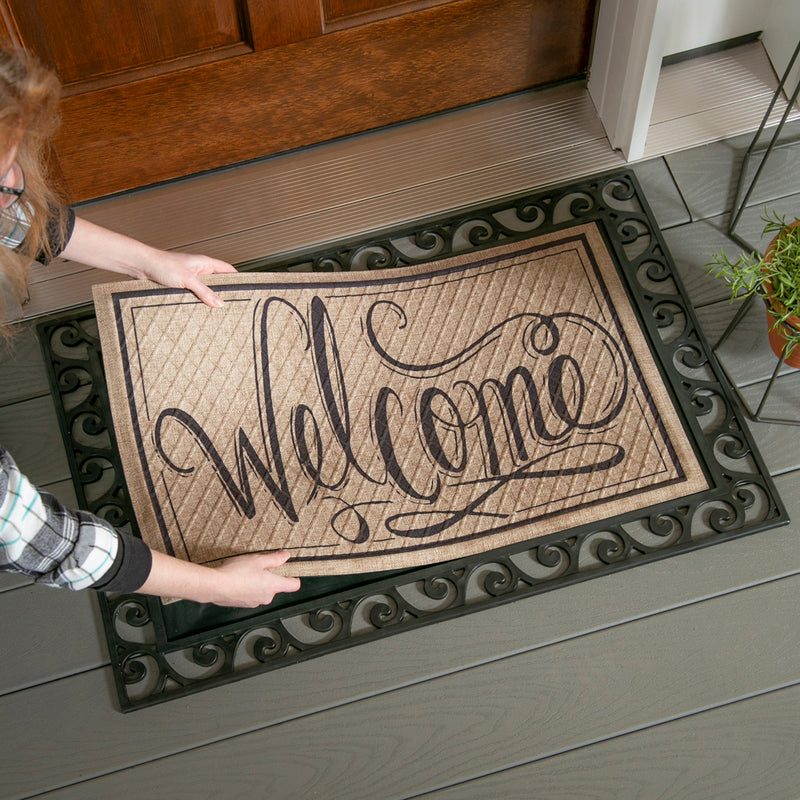 Evergreen Cutout Scroll Embossed Floor Mat Tray